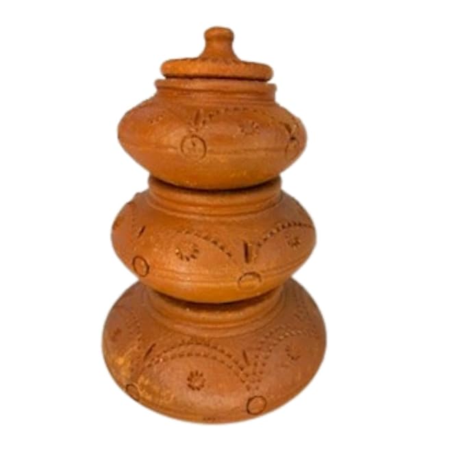 Handcrafted Lucky Pot Set/Kubera Paanai Display for Home Décor and Pooja/Kubera Pot Made of Terracotta Clay