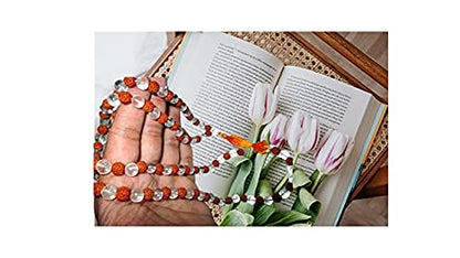 Rudraksha Rock Crystal 8 mm Japa Mala Prayer Beads Concentration Healing