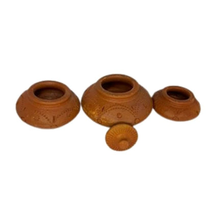 Handcrafted Lucky Pot Set/Kubera Paanai Display for Home Décor and Pooja/Kubera Pot Made of Terracotta Clay