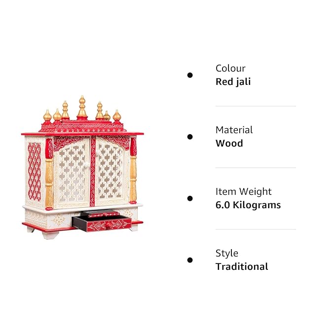 Kamdhenu art and craft Wood Religious Home Temple, Red, Temple, Standard