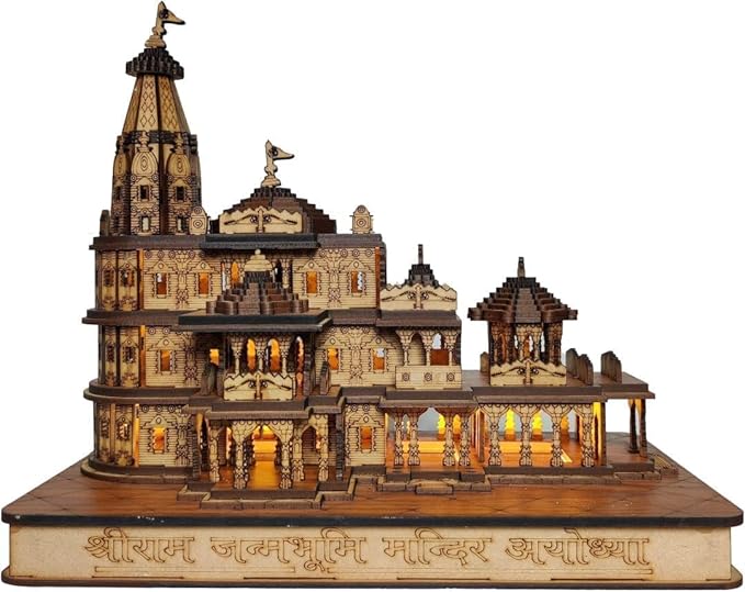 Handicraft Ram-Mandir-Ayodhya-3D-Model-Wooden-Temple- with- Light