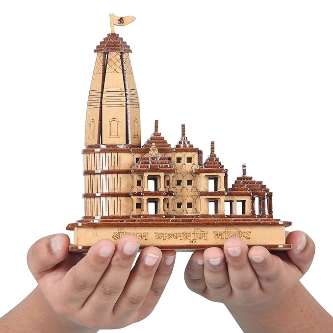 Handicraft Ram-Mandir-Ayodhya-3D-Model-Wooden-Temple- with- Light