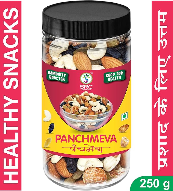 Panchmeva Healthy Trail Mix with Dry Fruits Mixture | Ready to Serve | Uttam Prasad | Jar Packing easy to storage Reusable Jar (250gm)